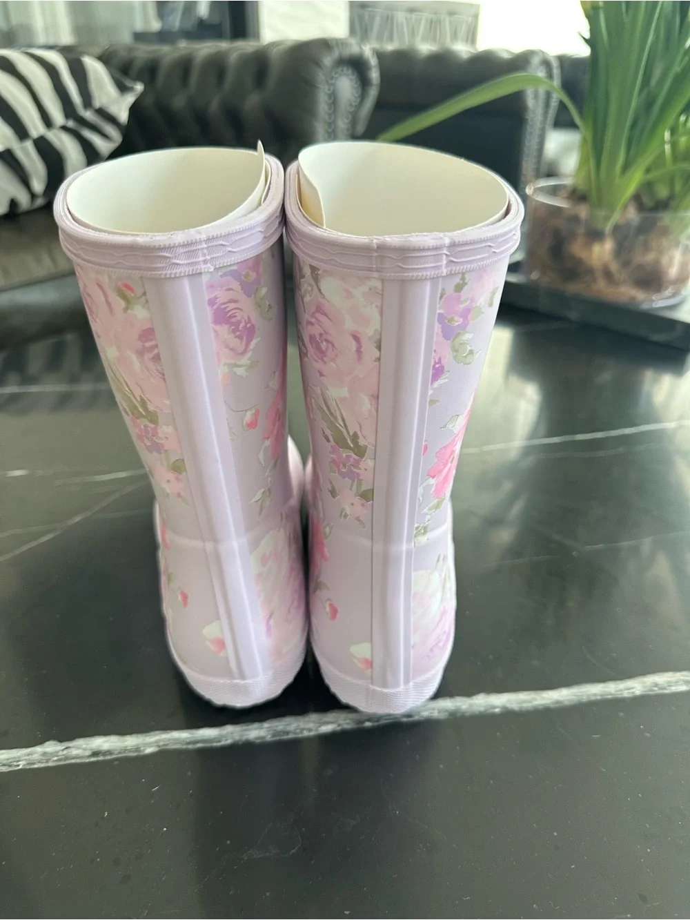 Hunter Girls' LoveShackFancy Rain Boots in Pale Lilac and Pink